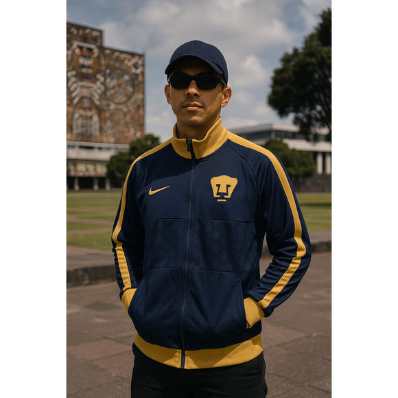 Nike Pumas UNAM Track Jacket Navy Gold Men's M 2019 Club Retro Streetwear Mexico - Picture 1 of 8